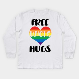 Free Uncle Hugs - Black Text Kids Long Sleeve T-Shirt